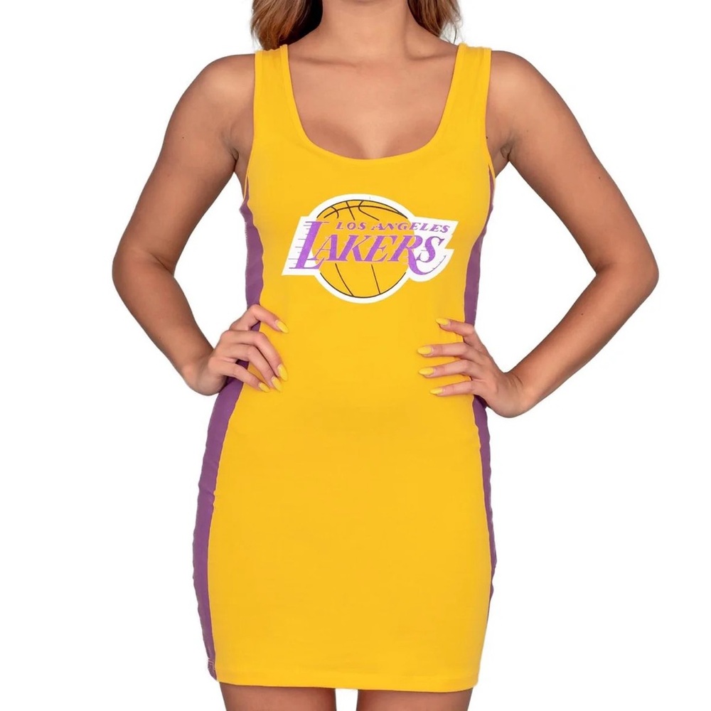 Gold/purple and  Lakers Girl Tank Dress. Perfect for game night. Size Small